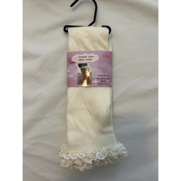 NEW Lot of 5 Crochet Lace Knee High Boot Socks fits Women's Shoe Size 6-11 Color - Picture 8 of 12